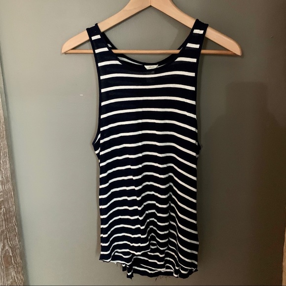 Forever 21 striped navy/white backless tank top - Picture 1 of 3